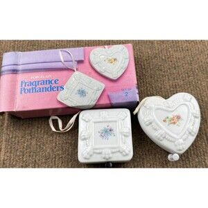 VTG NIB Porcelain Fragrance Pomanders Set Of 2 Floral Cottagecore